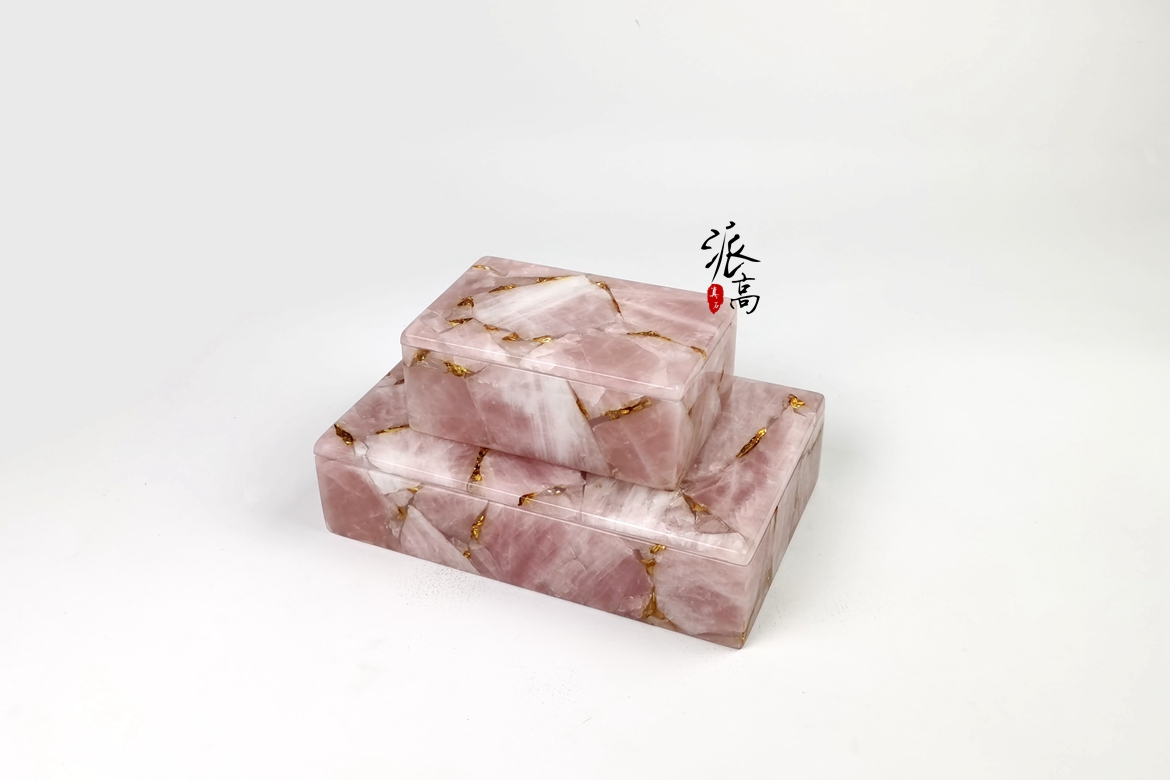 粉水晶（金箔）盒子
