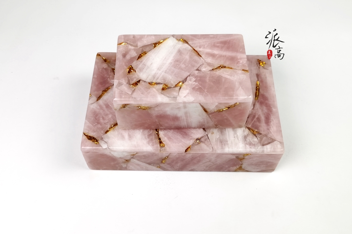 粉水晶（金箔）盒子