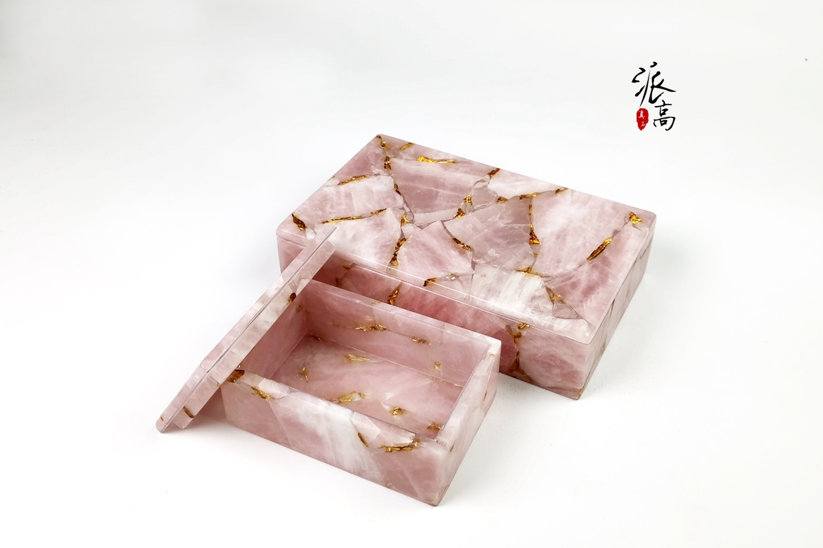 粉水晶（金箔）盒子