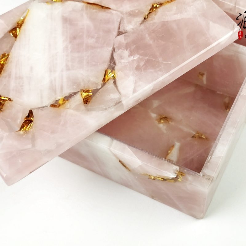 粉水晶（金箔）盒子