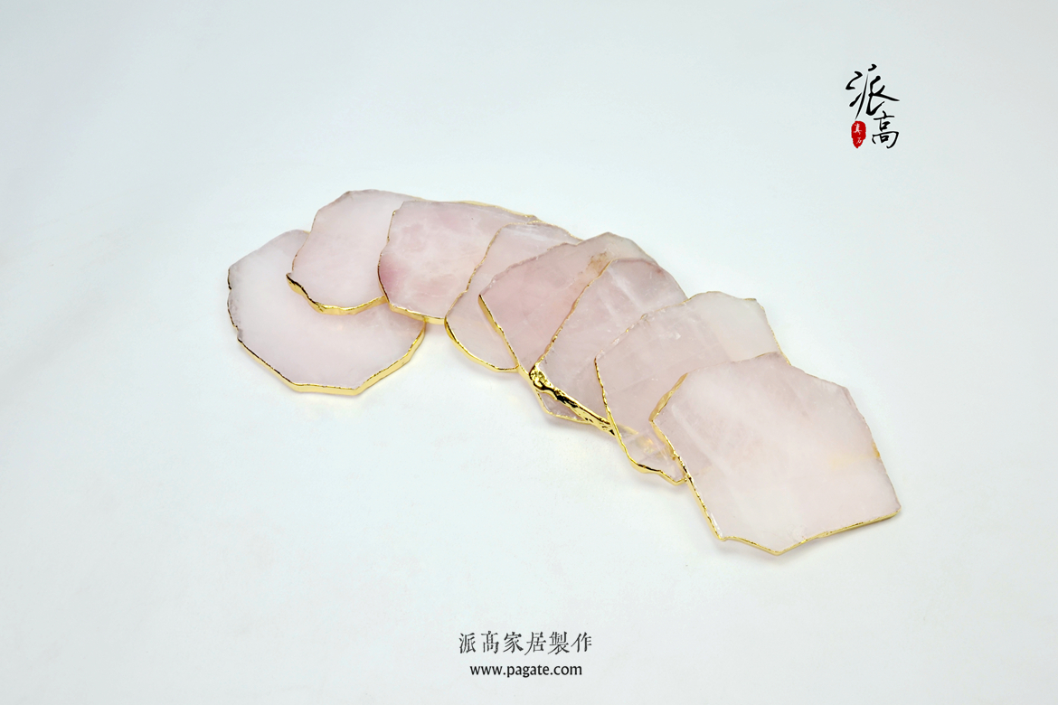 粉水晶不规则杯垫