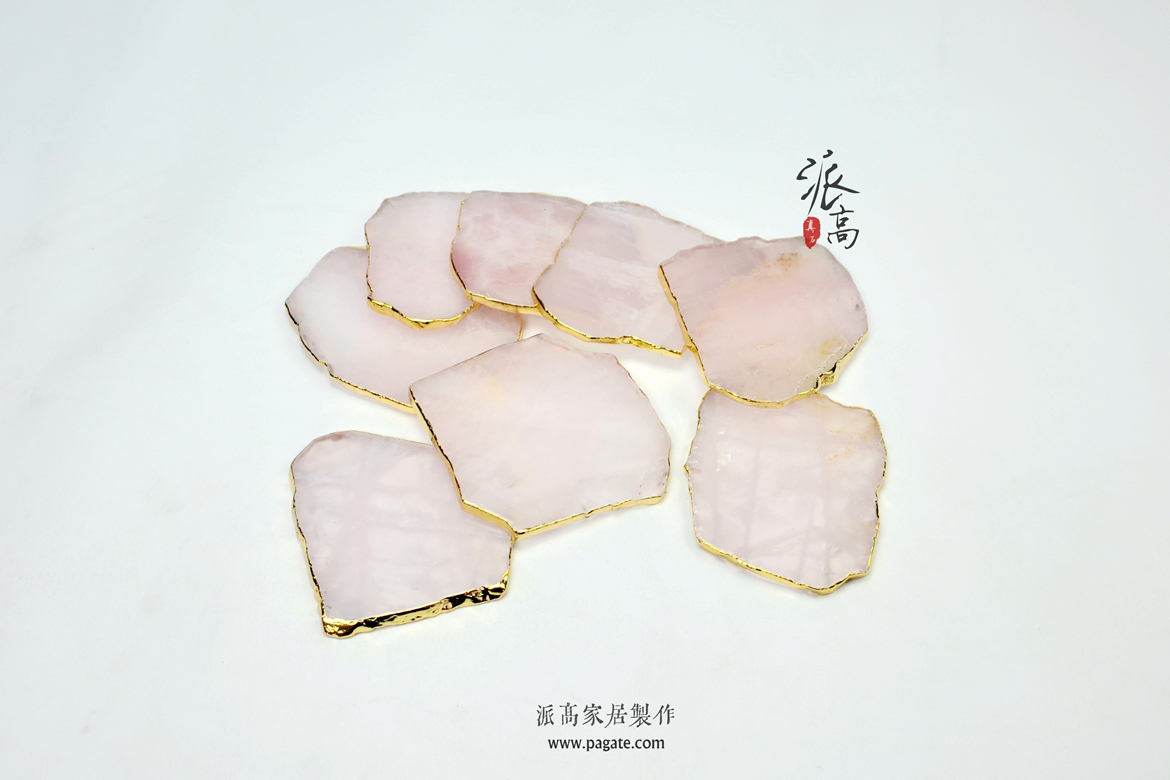 粉水晶不规则杯垫