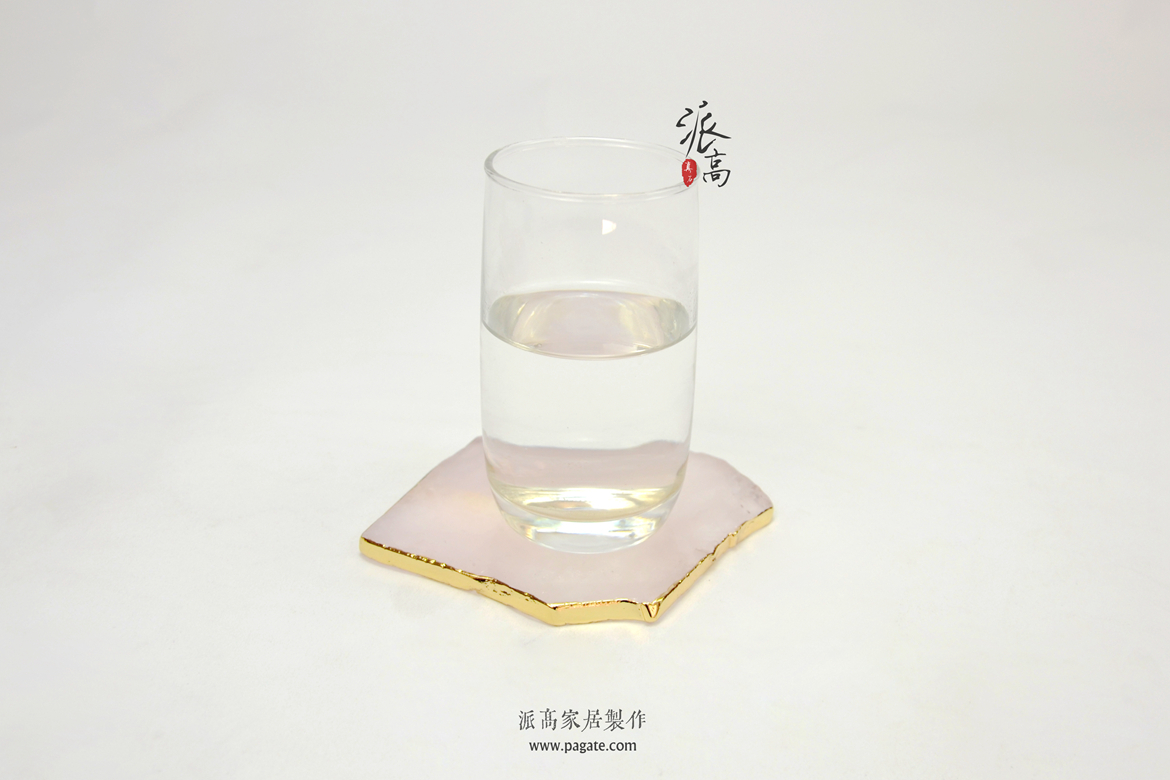 粉水晶不规则杯垫