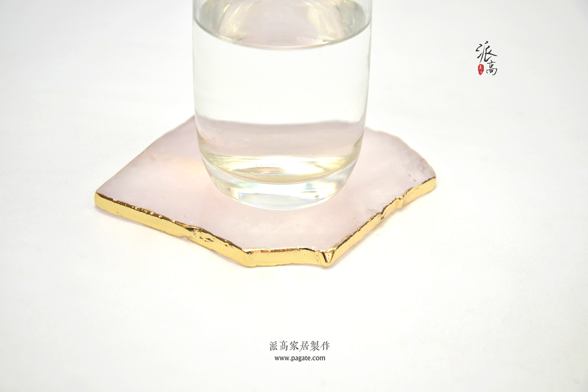 粉水晶不规则杯垫