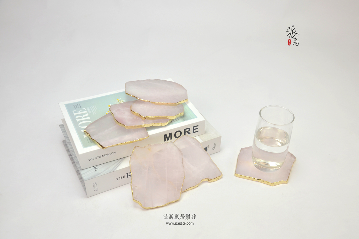 粉水晶不规则杯垫