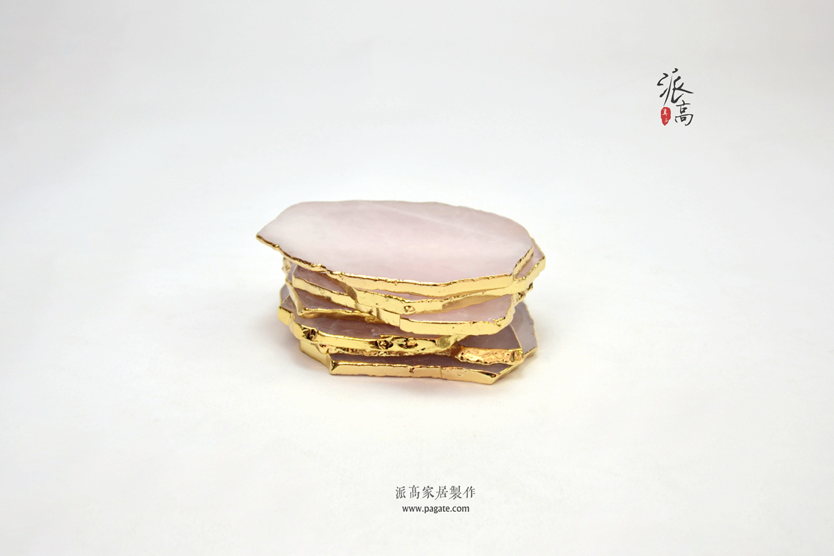 粉水晶不规则杯垫