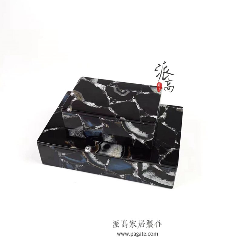 黑玛瑙银箔盒子